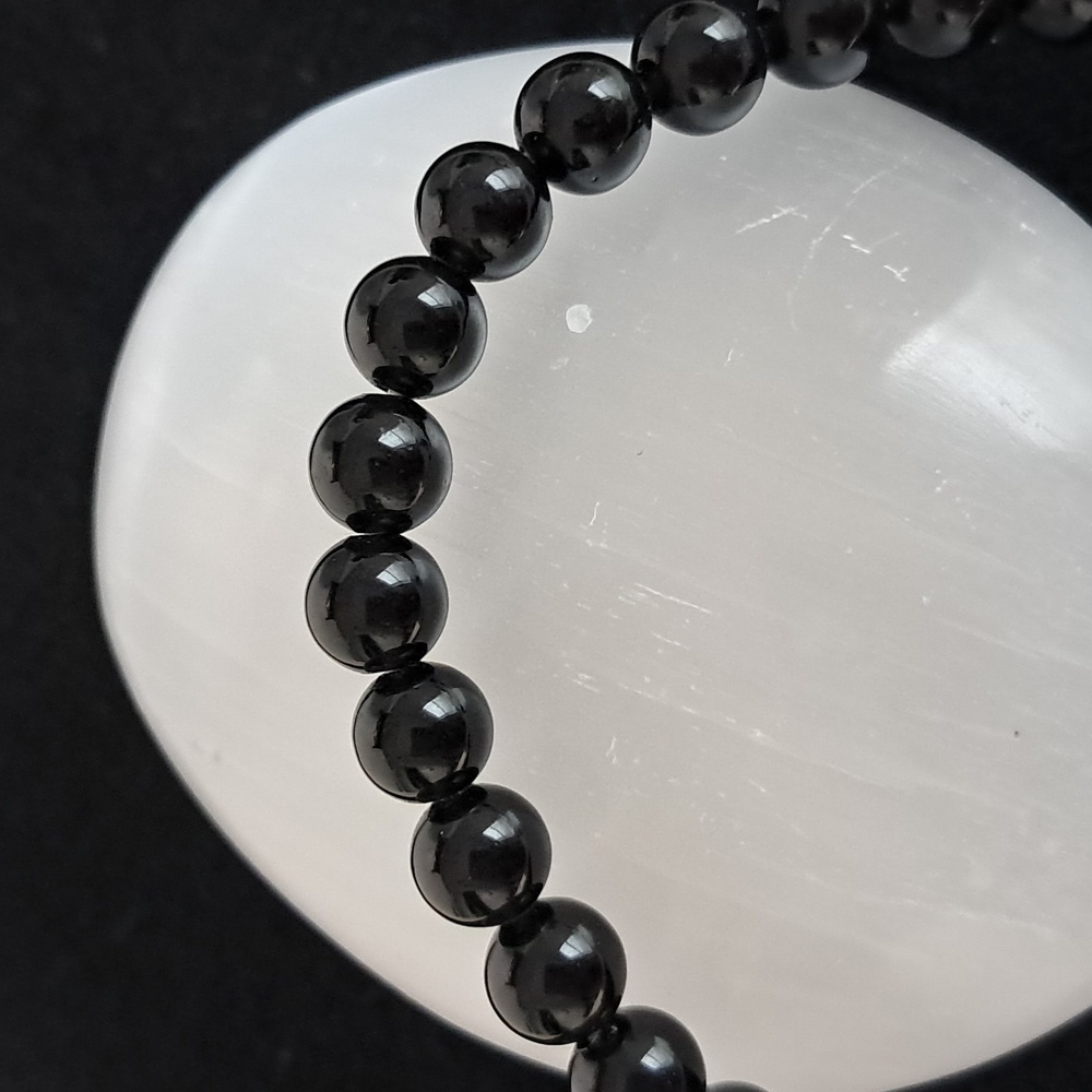 Obsidian Natural Crystal Stone‎ Stretchy Bracelet. 6MM Bead Size.